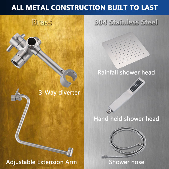 Pdpbath Full/Standard Adjustable Shower Head 2.5 GPM GPM Wayfair